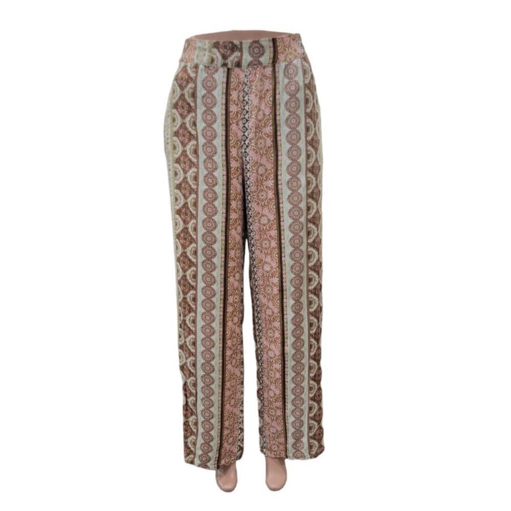 NEW Spense Women's Printed Pull On Pants Boho Beachy Pockets Size Large‎